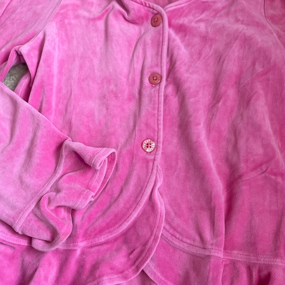 Hanna Andersson Pink Velour Button-Up Top and Skirt Set size 130 - Picture 4 of 8